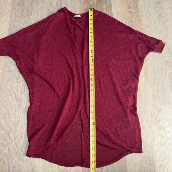 Burgundy Short Sleeve Open Front Cardigan by Full Tilt - Size XS - Picture 5 of 5